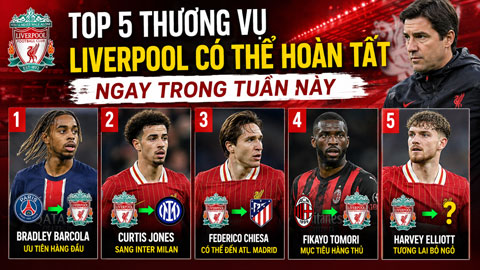 Top 5 thương vụ Liverpool có thể hoàn tất ngay trong tuần này