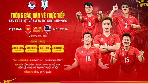 Bán vé trực tiếp trận Việt Nam vs Malaysia: Khi nào, ở đâu?