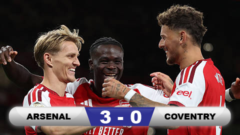 Kết quả Arsenal 3-0 Coventry: Nhà Vua phô diễn sức mạnh