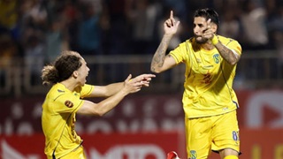 Bruno đánh đầu mở tỉ số cho SLNA (Hà Nội 0-1 SLNA)
