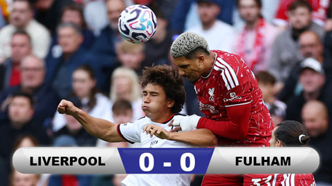 Kết quả Liverpool 0-0 Fulham: Lữ đoàn đỏ hòa trận thứ 3 từ đầu mùa