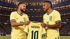 Raphinha kế thừa áo số 10 của Brazil, tiếp bước Neymar