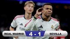 Kết quả Real Madrid 4-1 Sevilla: Mbappe giúp Real thắng tưng bừng